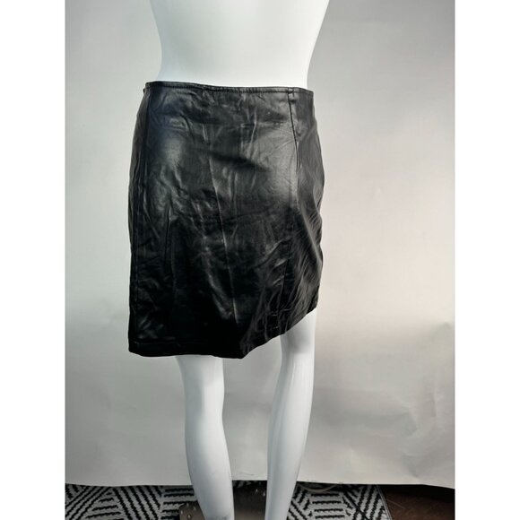 Vintage Wild Blue Faux Leather Button-Front Mini Skirt Black Size M Women's - Picture 5 of 16